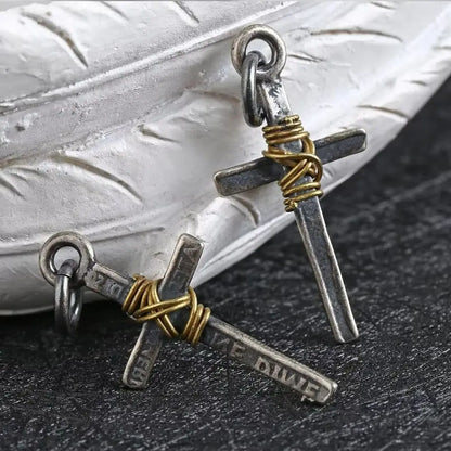 Wrapped Cross Pendant Necklace Gothic Punk Alternative Statement Fashion Jewelry
