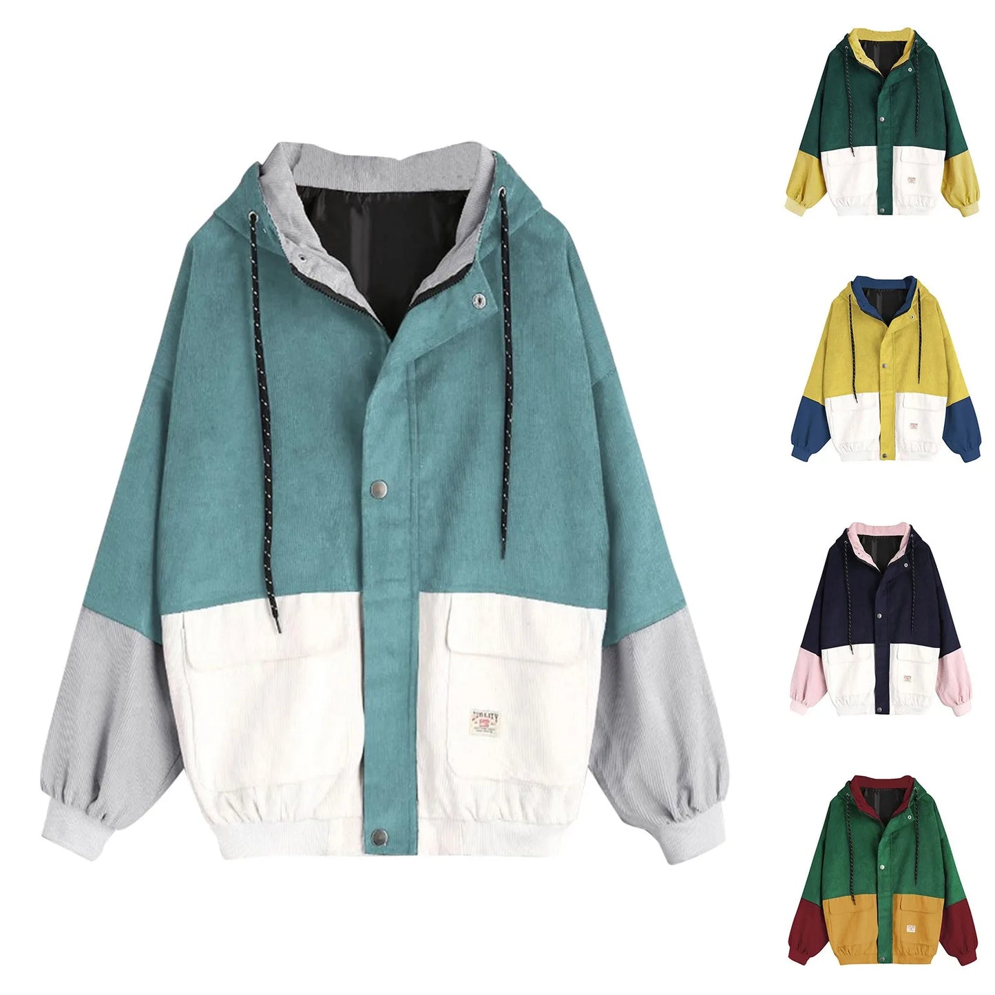 Women's Color Block Hooded Jacket Relaxed Casual Streetwear Lightweight Everyday Outerwear
