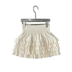 Layered Ruffle Pleated Mini Skirt with High Waist A-Line Silhouette