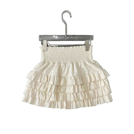 Layered Ruffle Pleated Mini Skirt with High Waist A-Line Silhouette