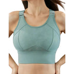 Olive Green Full-Coverage Sports Bra with Racerback Keyhole and Wide Band