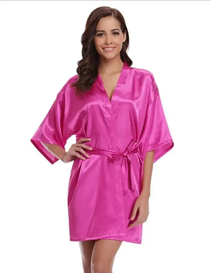 Classic Solid Satin-Finish Wrap Robe with Matching Tie Belt