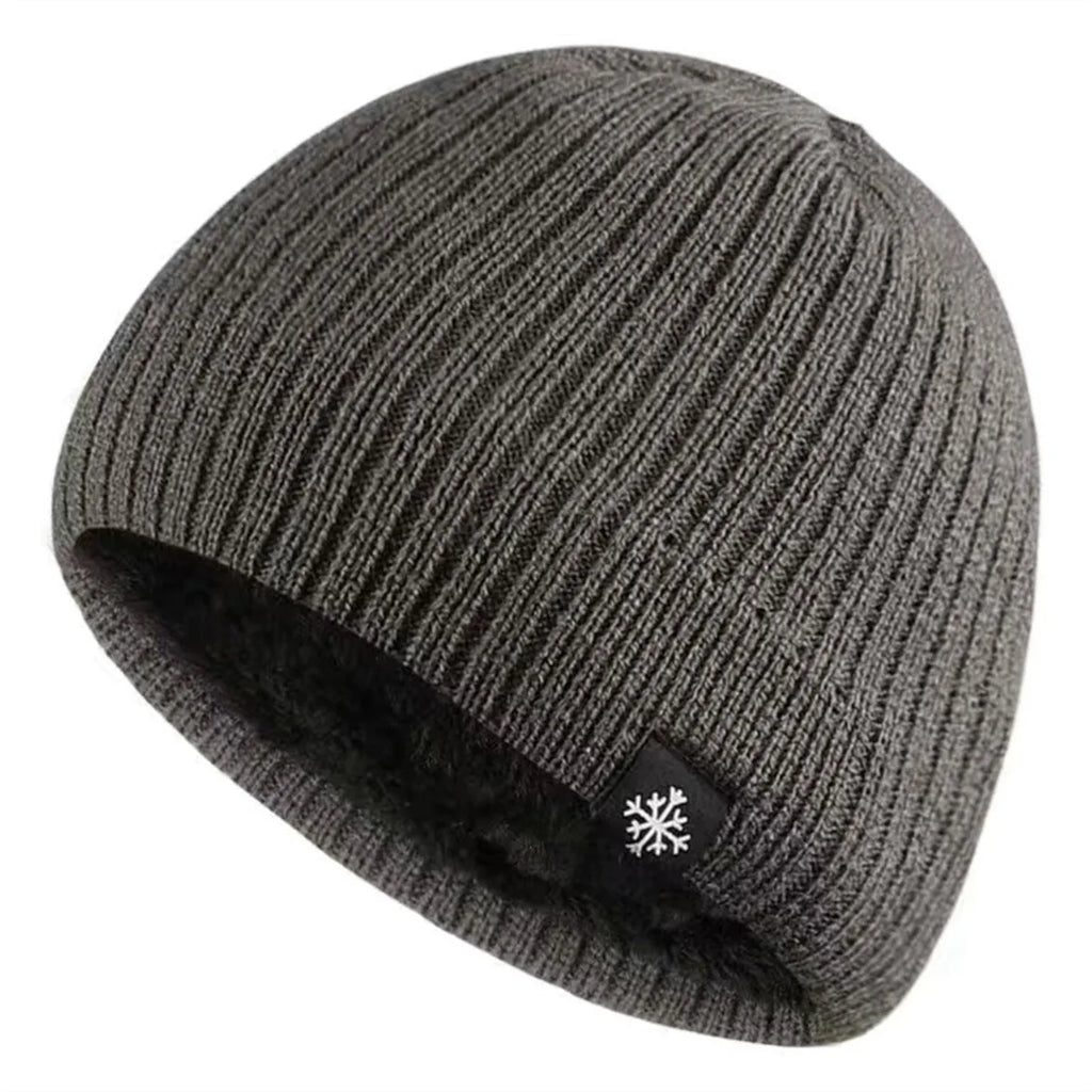 Thick Fleece Lined Cotton Knit Beanie with Ear Coverage for Outdoor Winter Streetwear Style