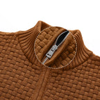 Men's Quarter Zip Mock Neck Textured Knit Casual Sweater Pullover