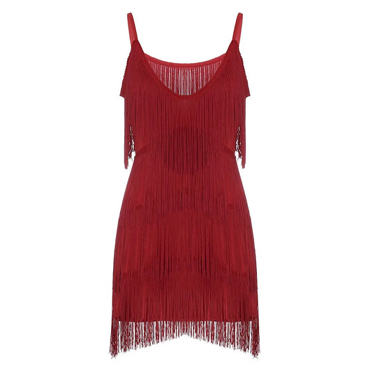 Layered Fringe Knit Dress with Anime-Inspired Alternative Streetwear Style