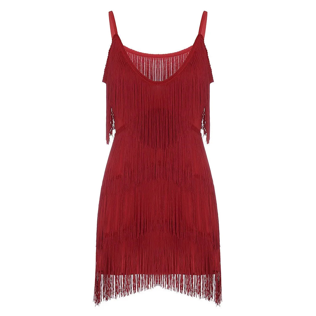 Fringe Tassel Sleeveless Mini Dress with Statement Textured Silhouette
