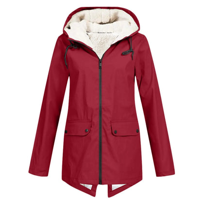 Women's Hooded Plush Lined Zip Jacket with Outdoor Inspired Everyday Comfort Style
