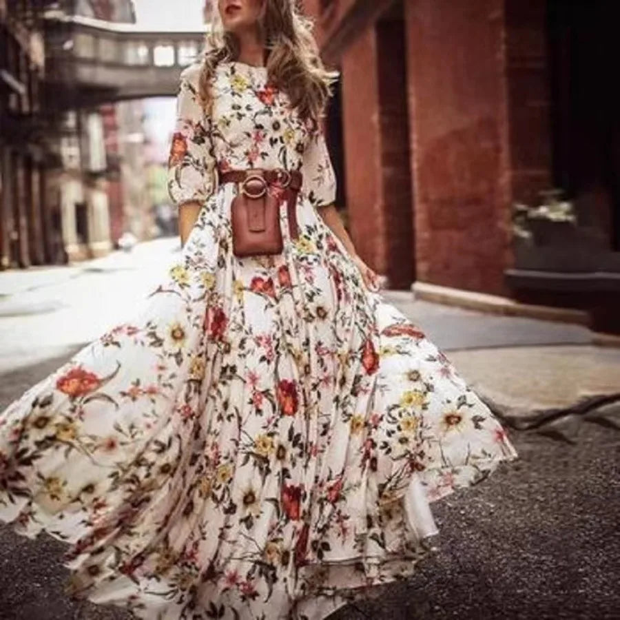 Vintage Floral Gothic Lolita Inspired Cottagecore Maxi Dress