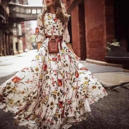 Vintage Floral Gothic Lolita Inspired Cottagecore Maxi Dress