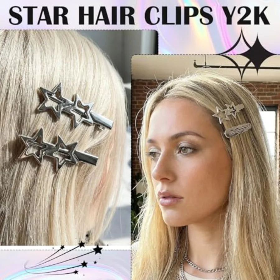 Y2K Star Hair Clip Set Celestial Alternative Fashion Accessories