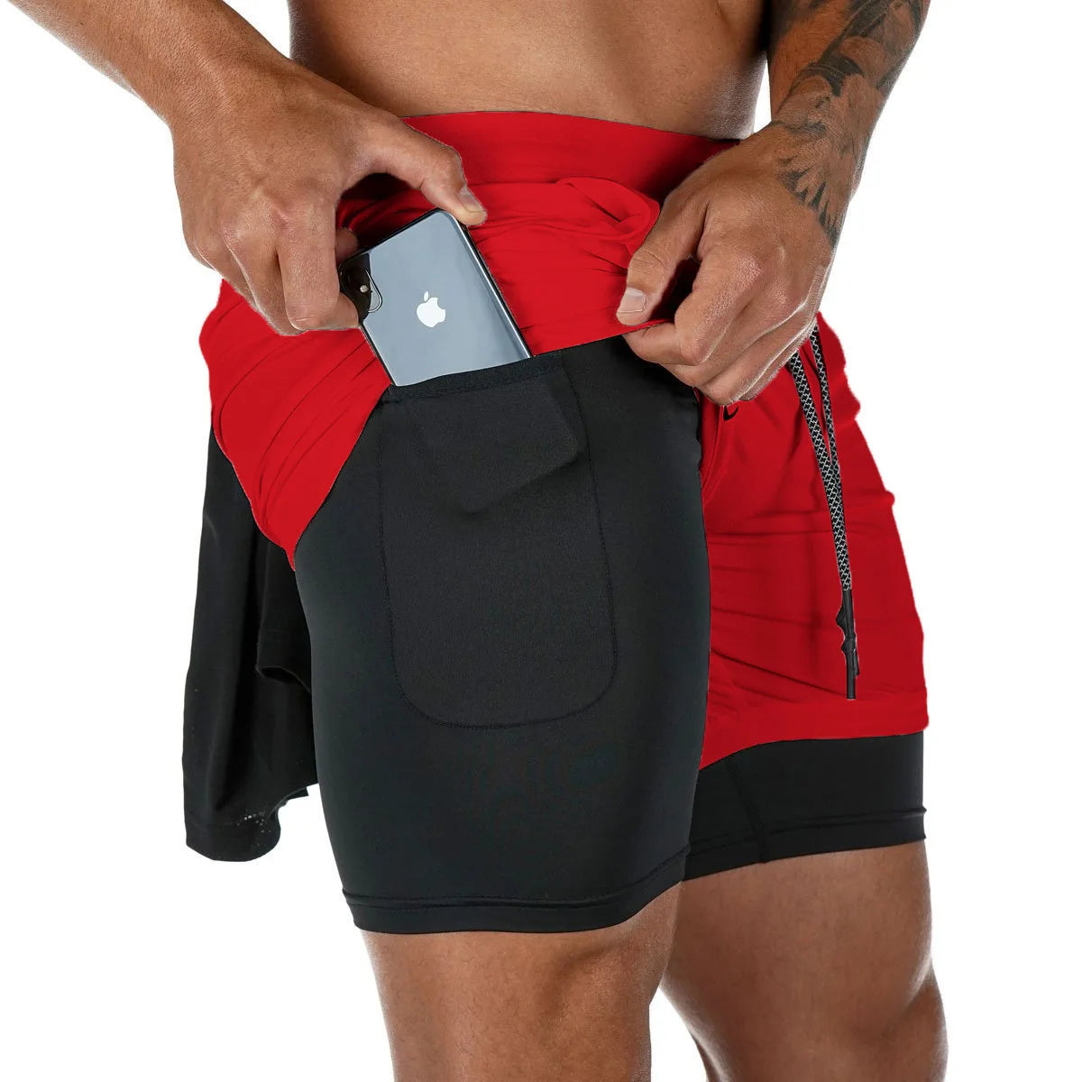 Men's Two Layer Performance Running Shorts with Quick Dry Fabric and Athletic Comfort