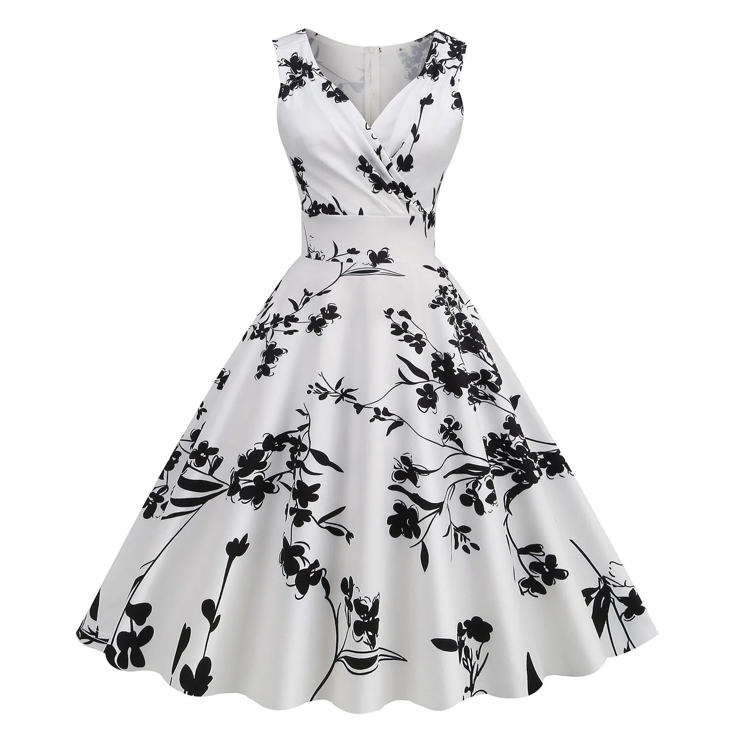 Vintage Floral Rockabilly Alternative Swing Midi Dress