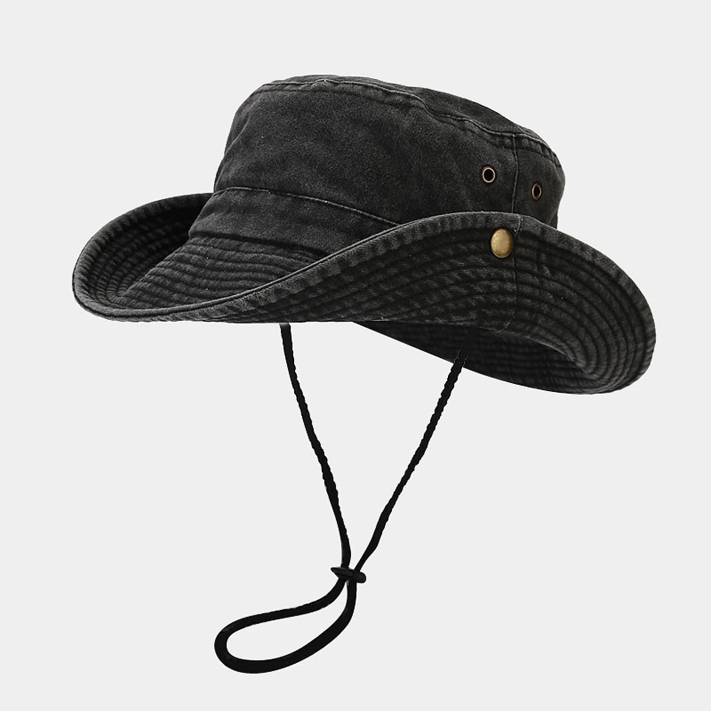 Unisex Wide Brim Outdoor Sun Hat with Breathable Mesh Panels for Hiking and Travel