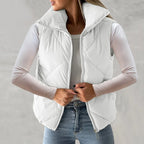 Women's Quilted Sleeveless Puffer Vest Relaxed Lightweight Streetwear Layering Waistcoat