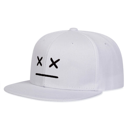 Graphic Embroidered Flat Brim Snapback Cap Adjustable Hip Hop Streetwear Fashion Hat