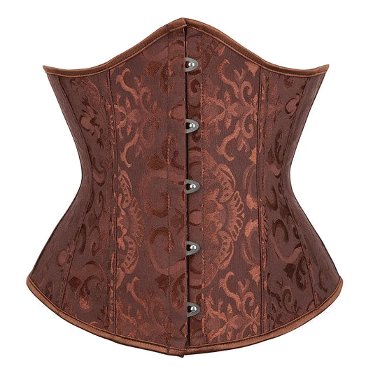 Vintage Jacquard Underbust Corset with Structured Boning and Waist-Defining Fit