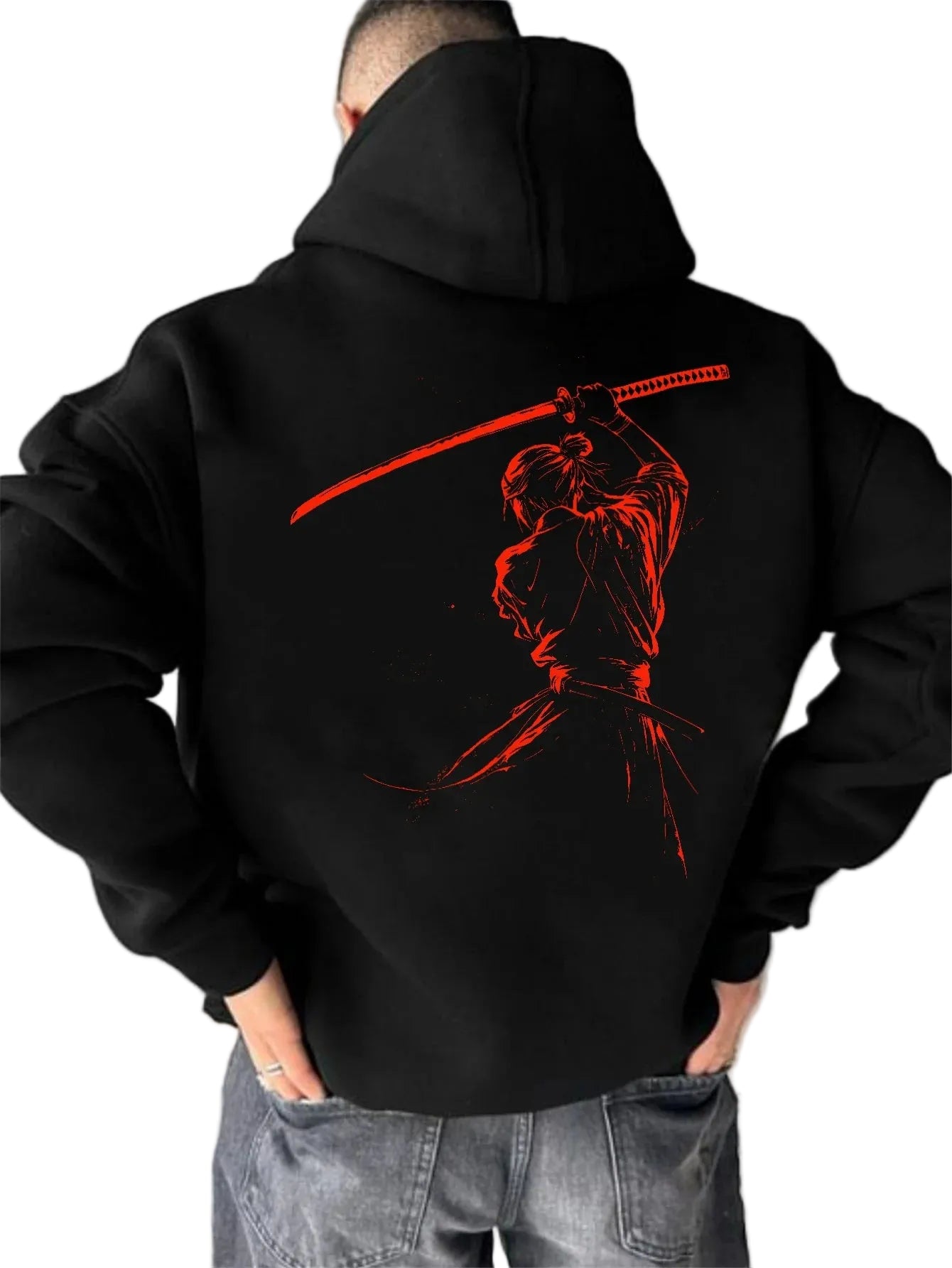 Dark Anime Samurai Streetwear Hoodie with Manga-Inspired Warrior Artwork