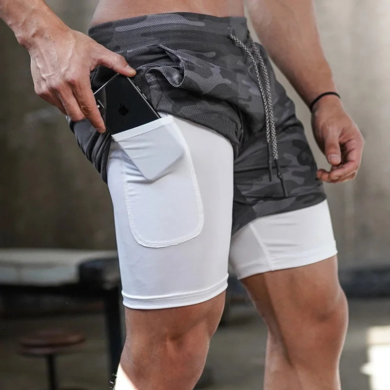 Men's Two Layer Performance Running Shorts with Quick Dry Fabric and Athletic Comfort