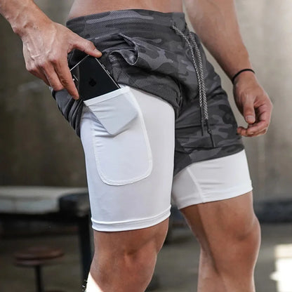 Men's Two Layer Performance Running Shorts with Quick Dry Fabric and Athletic Comfort