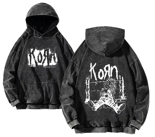 Oversized Gothic Graphic Hoodie With Anime-Inspired Streetwear Aesthetic