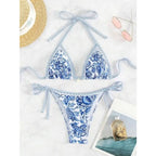Women's Floral Paisley Halter Bikini Set with Printed Two-Piece Design, Scoop-Inspired Neckline and Coordinated Swim Bottom