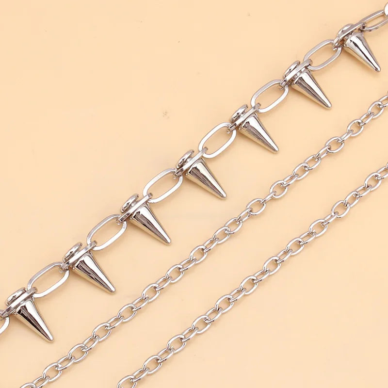 Layered Spike Chain Belt Accessory for Punk, Grunge and Gothic Outfits