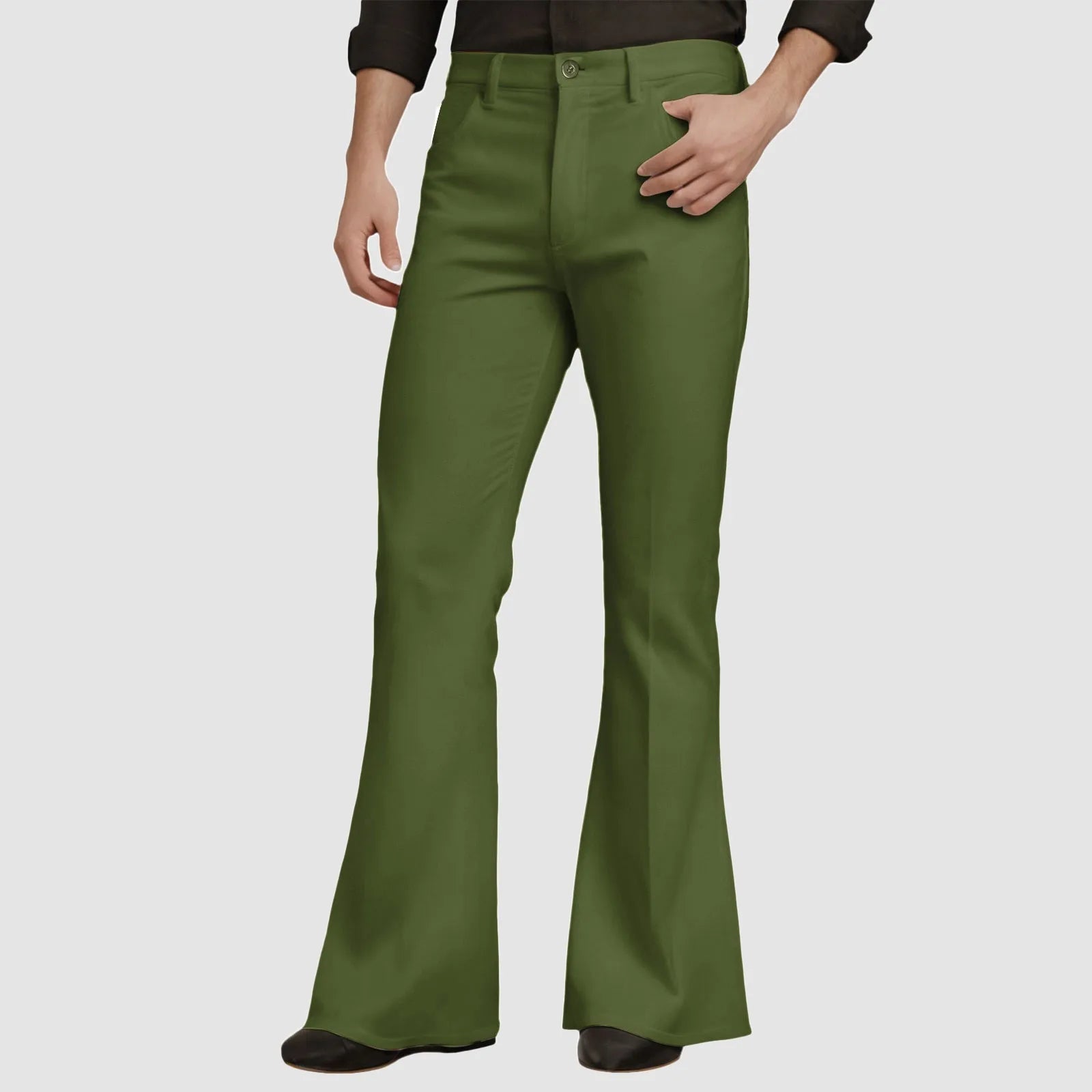 Men's Mid Rise Flared Casual Trousers with Relaxed Fit and Modern Streetwear Style
