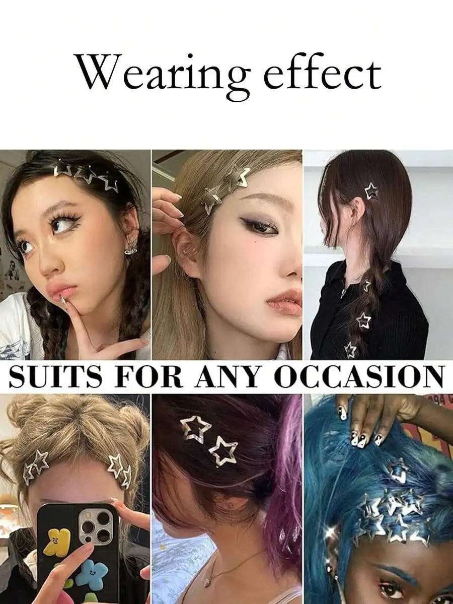 Y2K Star Hair Pin Set Celestial Alternative Fashion Accessories