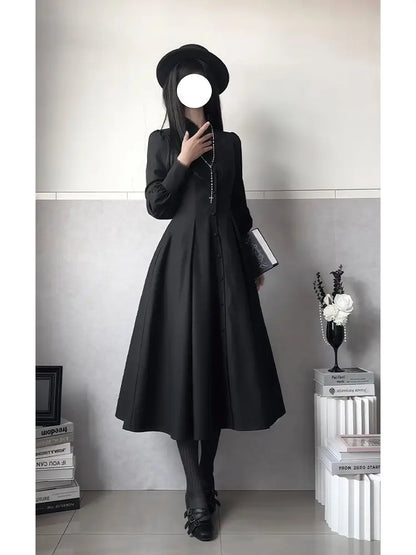 Victorian Gothic Hooded Dress with Layered Alternative Fashion Silhouette