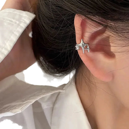 Celestial Four Point Star Ear Cuff for Gothic Y2K Alternative Styling