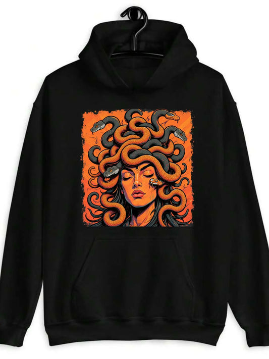 Mythological Graphic Hoodie with Oversized Streetwear Fit and Artistic Front Print