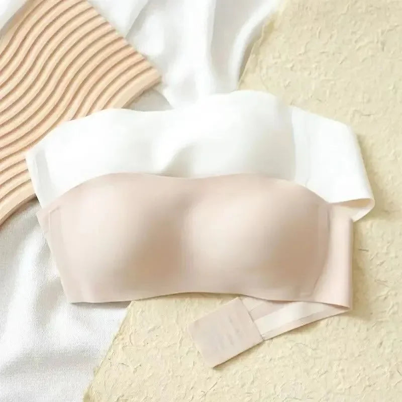 Seamless Strapless Tube Top Bra with Hook-and-Eye Back Closure