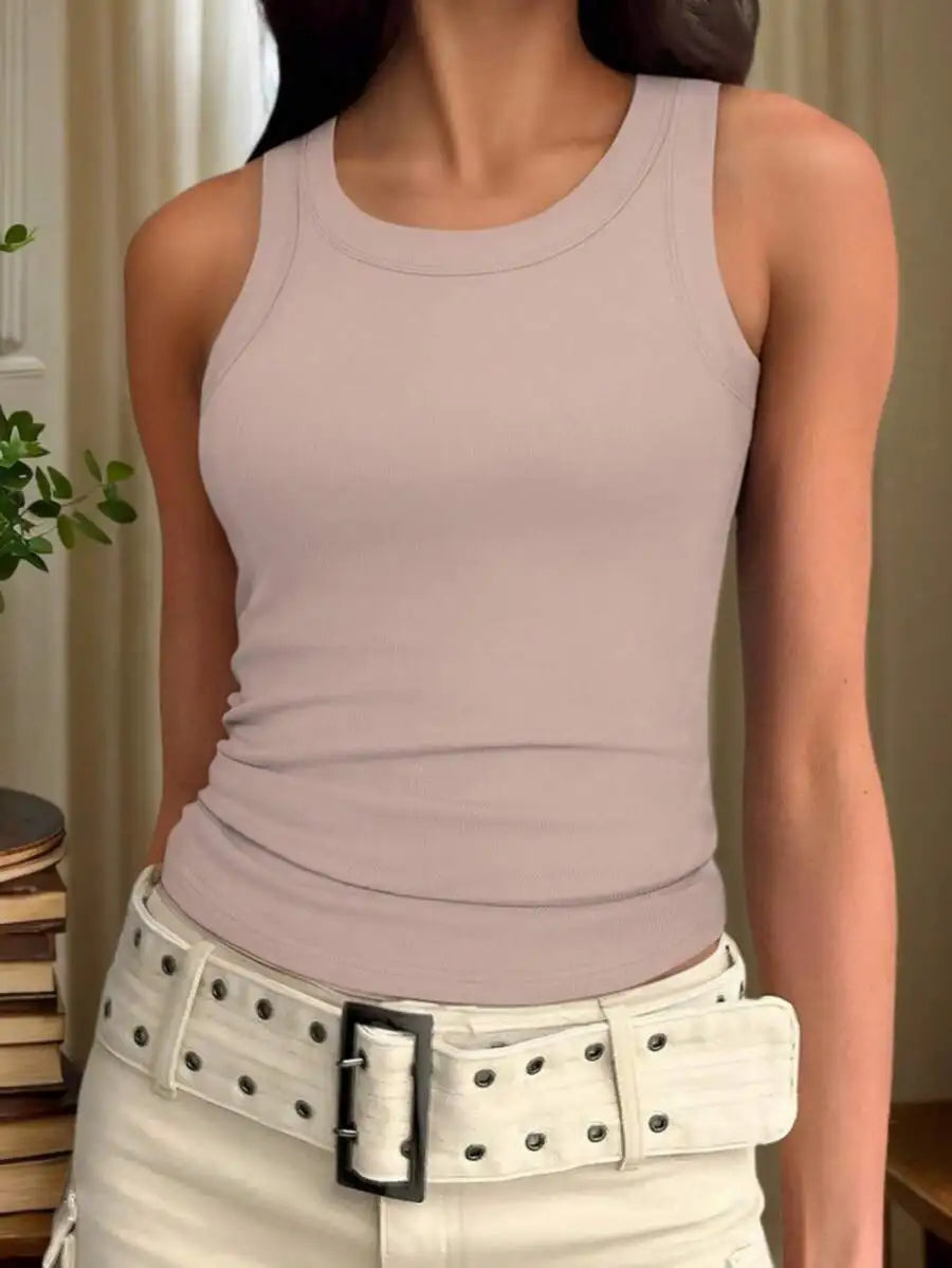 Racerback Tank Top with Slim Fit Stretch Fabric Casual Everyday Streetwear Essential