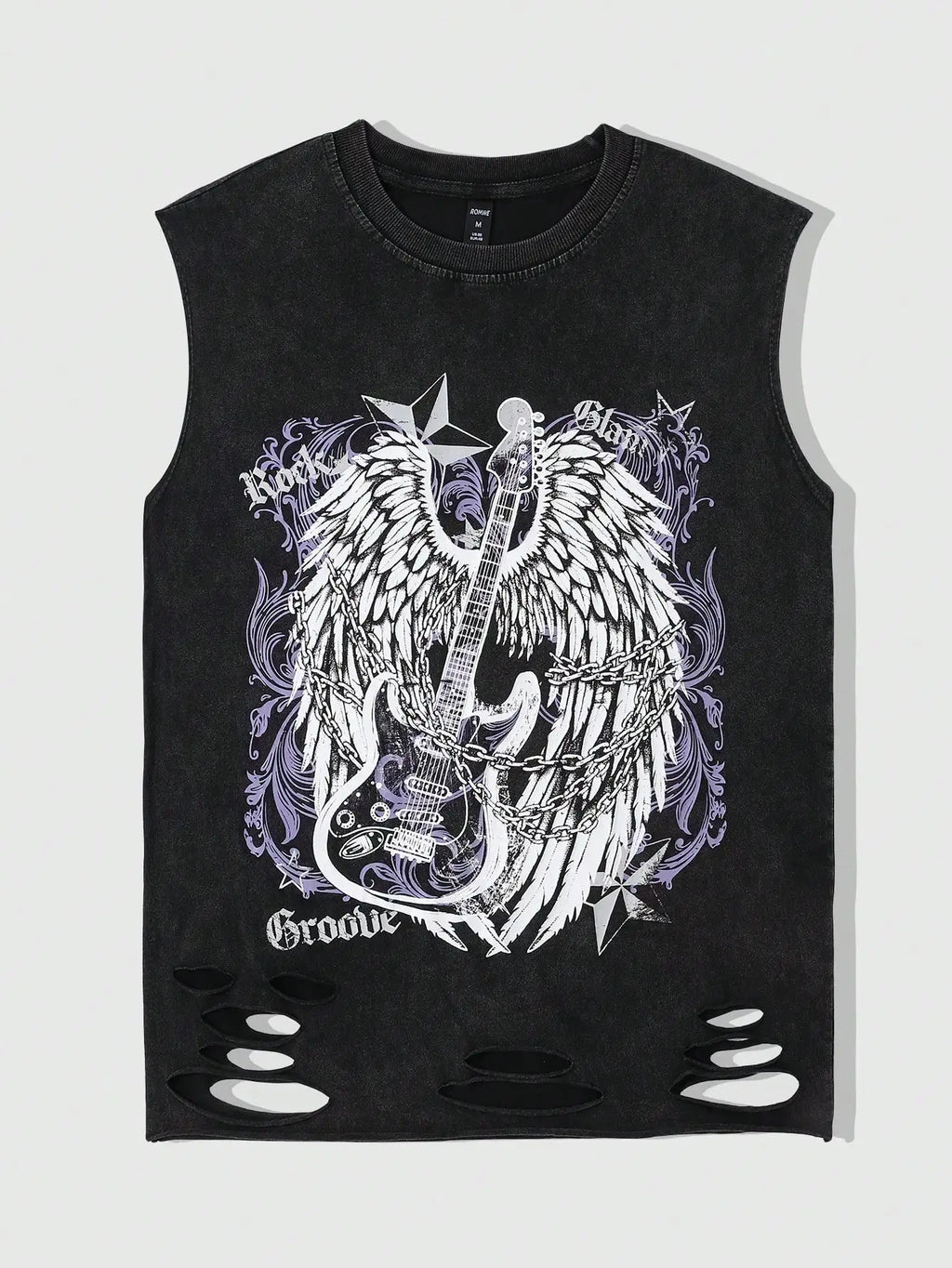 Distressed Cotton Sleeveless Tank Top with Minimalist Alternative Streetwear Punk Fashion Details