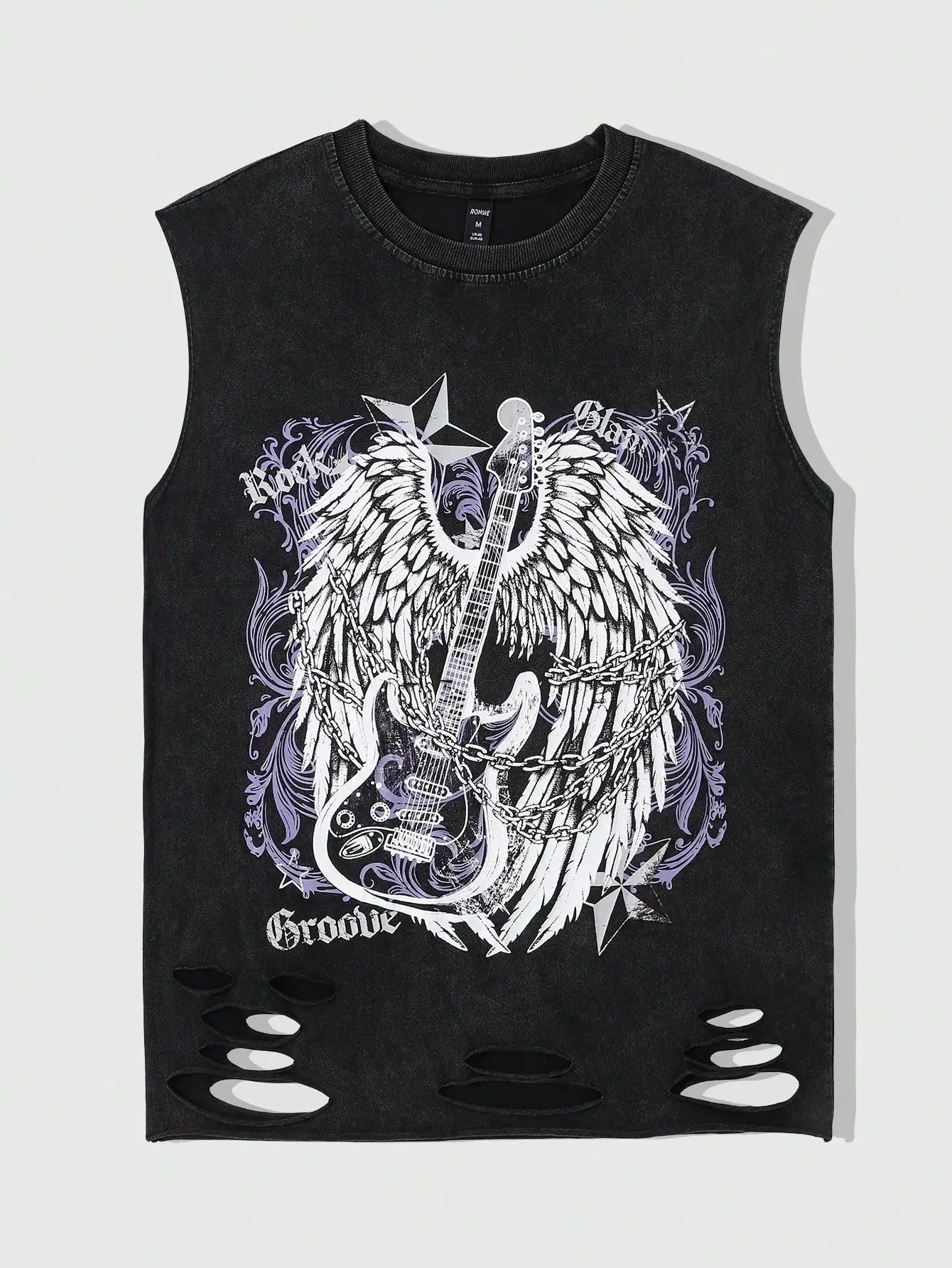 Distressed Cotton Sleeveless Tank Top with Minimalist Alternative Streetwear Punk Fashion Details