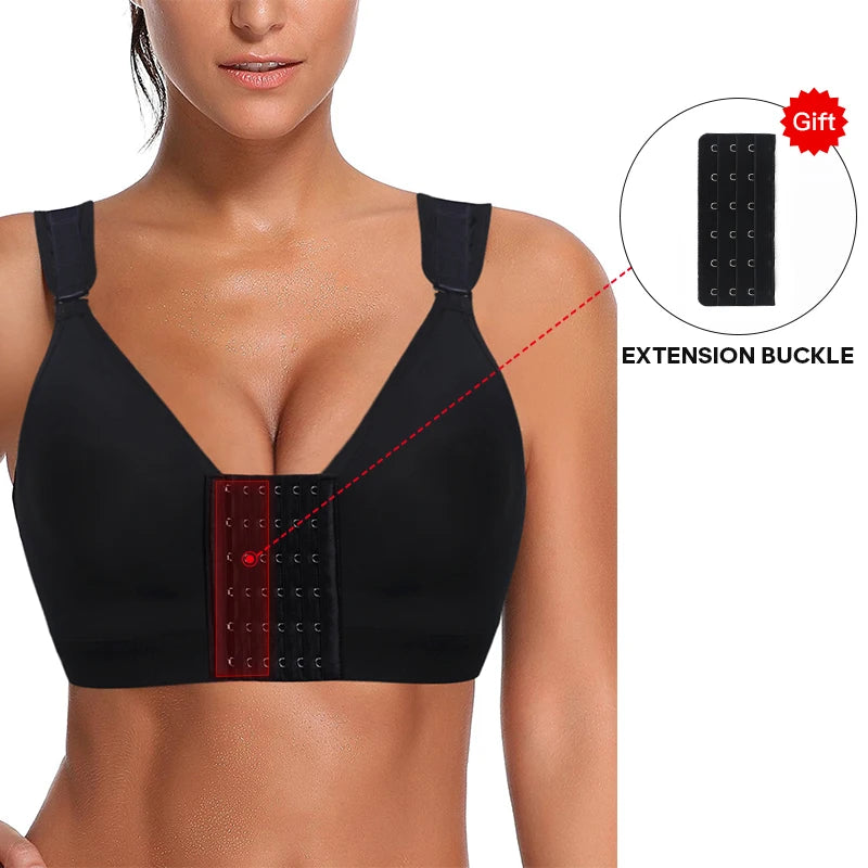 Front-Closure Wireless Support Bra with Wide Straps and Full Coverage
