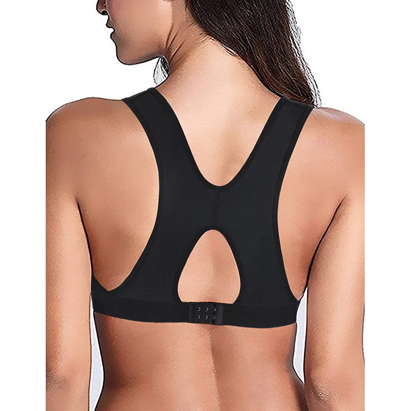 Front-Closure Wireless Support Bra with Wide Straps and Full Coverage