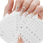 Celestial Gothic Nail Art Sticker Set with Hearts Stars and Moon Details