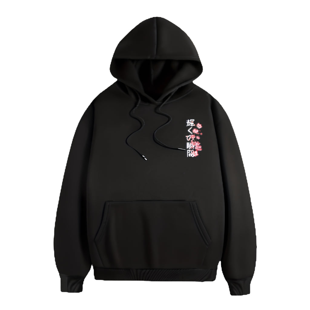 Anime-Inspired Minimal Floral Hoodie with Japanese Streetwear Aesthetic