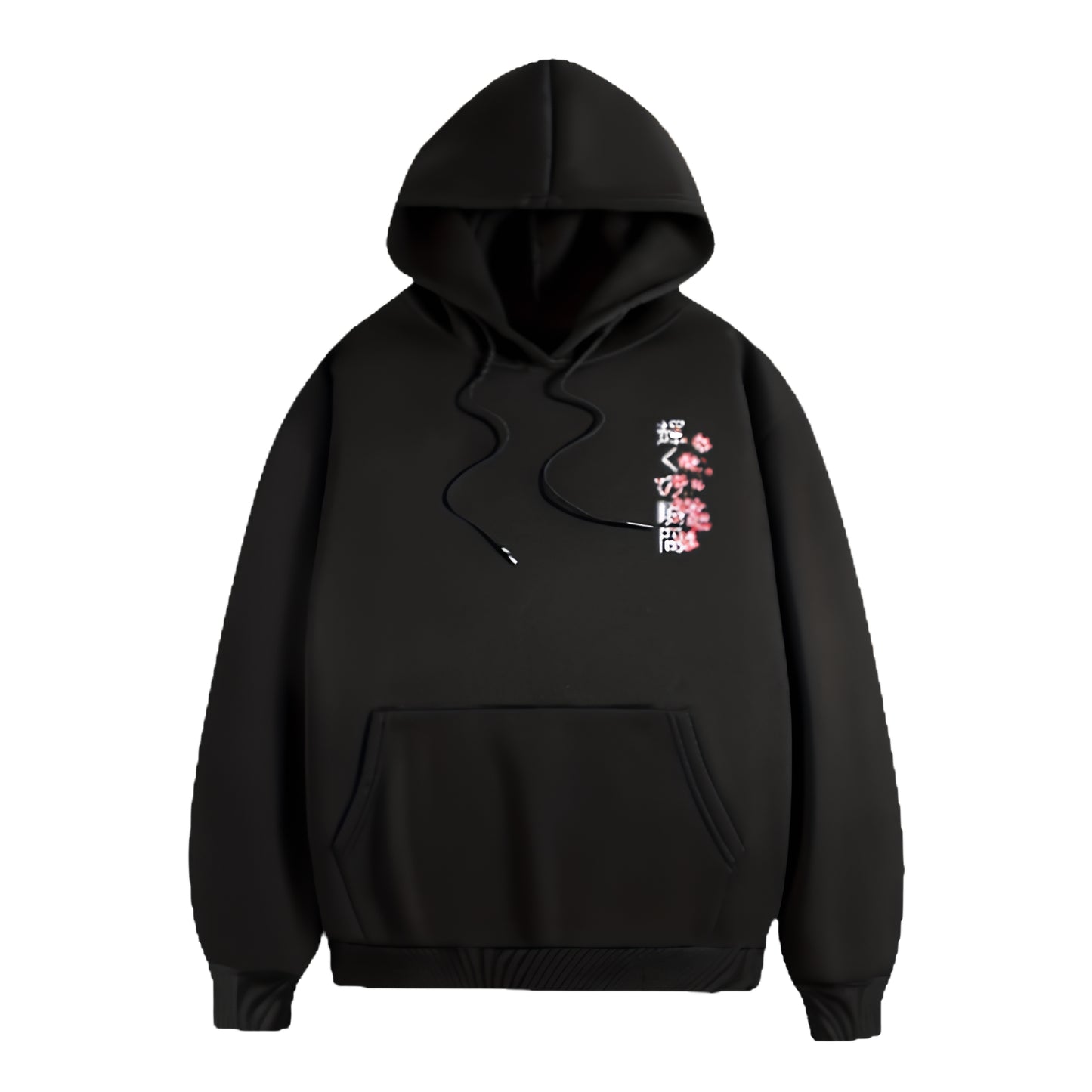 Anime-Inspired Minimal Floral Hoodie with Japanese Streetwear Aesthetic