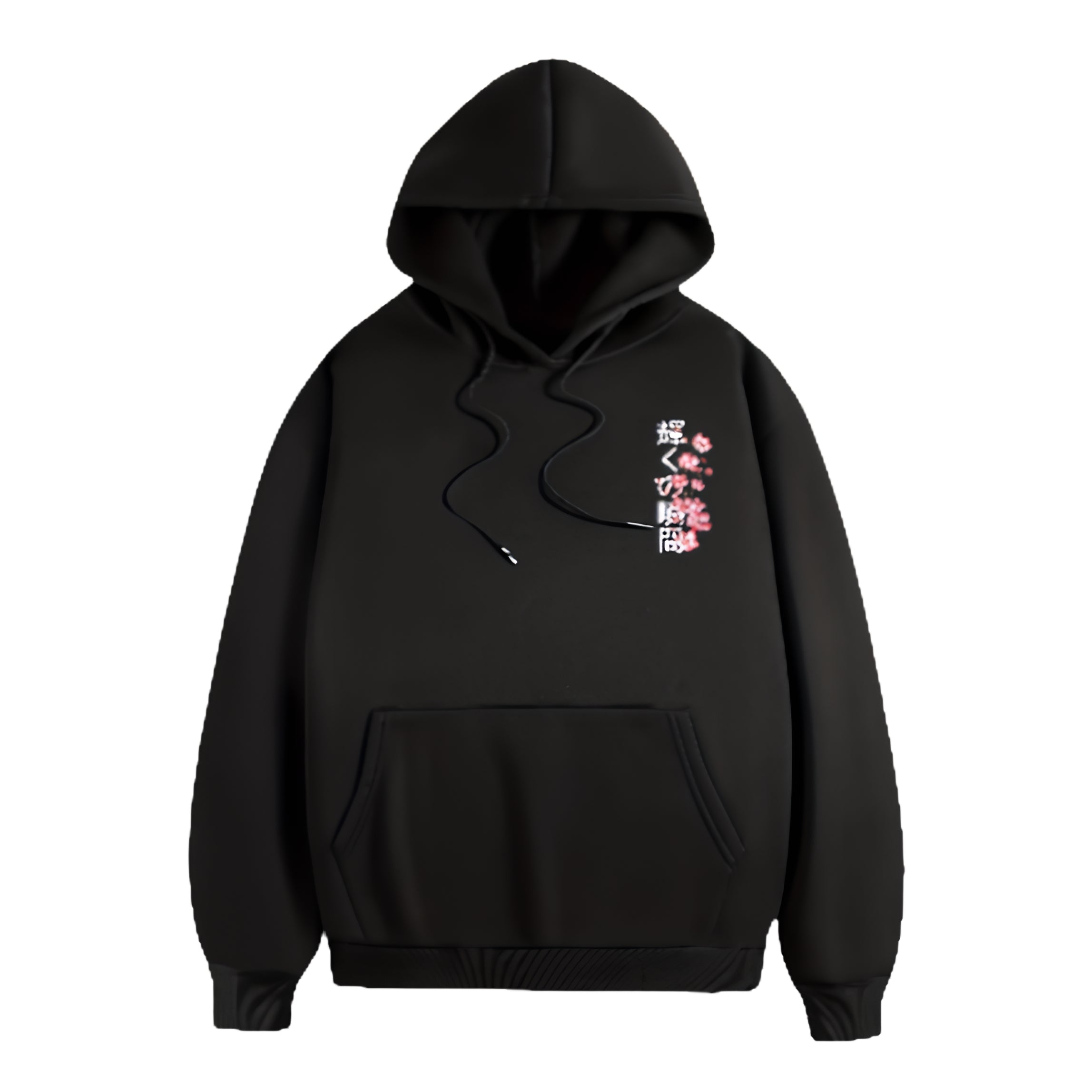 Anime-Inspired Minimal Floral Hoodie with Japanese Streetwear Aesthetic