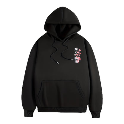 Anime-Inspired Minimal Floral Hoodie with Japanese Streetwear Aesthetic