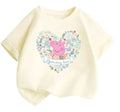 Floral Heart Anime Graphic Soft Cotton Kawaii Casual T-Shirt