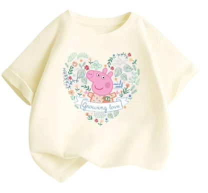 Floral Heart Anime Graphic Soft Cotton Kawaii Casual T-Shirt