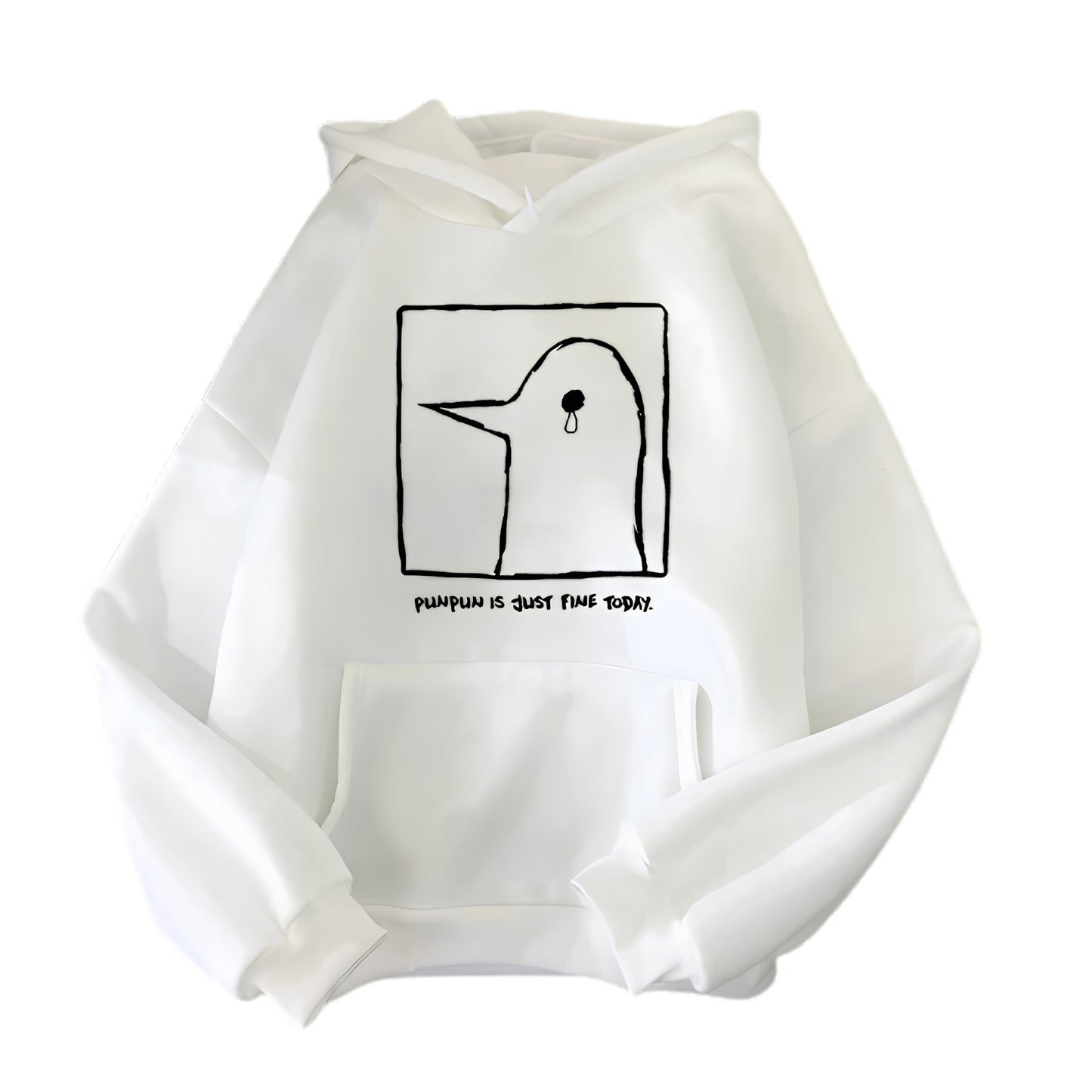 Anime Kawaii Sketch Hoodie with Minimal Cartoon Streetwear Design