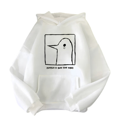 Anime Kawaii Sketch Hoodie with Minimal Cartoon Streetwear Design