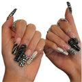 Punk Gothic Studded Press On Nails with Bold Alternative Fashion Details