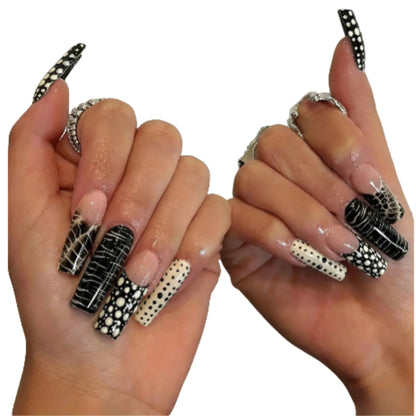 Punk Gothic Studded Press On Nails with Bold Alternative Fashion Details