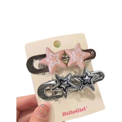 Y2K Star Hair Clip Set Alternative Streetwear Statement Accessories