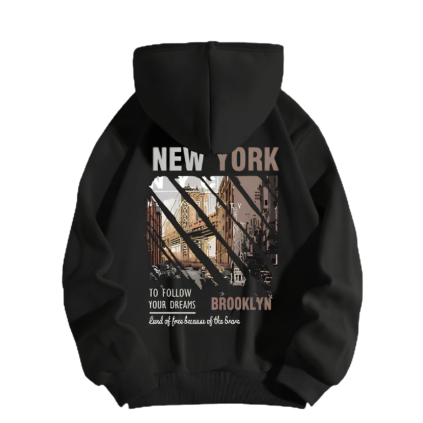 Anime-Inspired Urban Cityscape Hoodie with Modern Streetwear Graphic Design